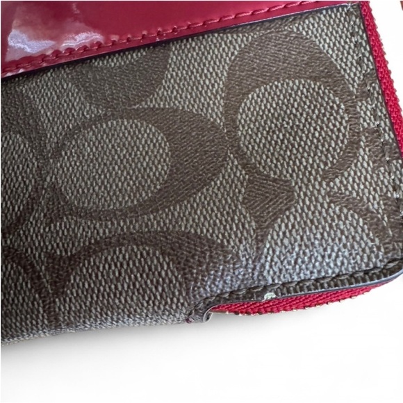 Coach Signature wristlet in light Brown and Red - Picture 3 of 7